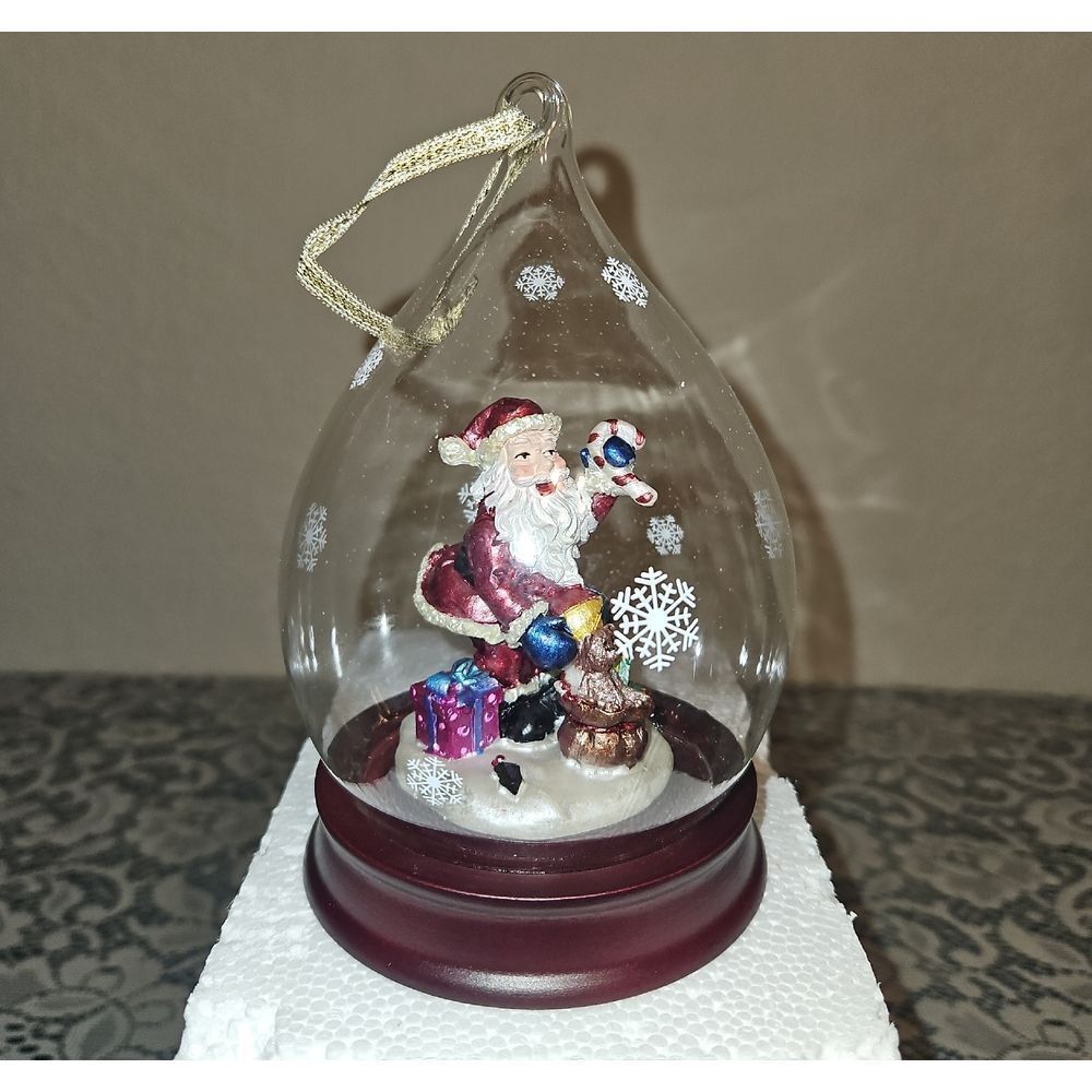 Vintage Sorelle Santa Teardrop Glass Globe Ornament